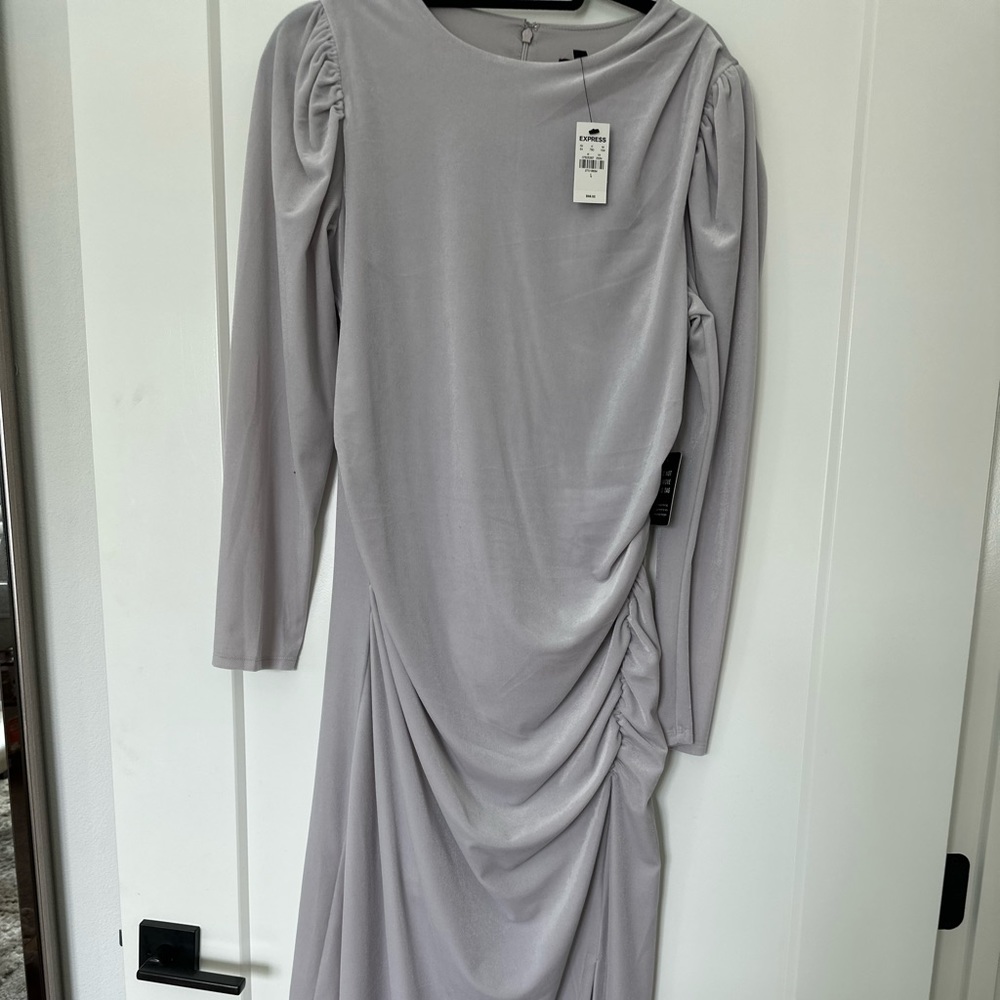 Grey soft asymmetrical fitted dress